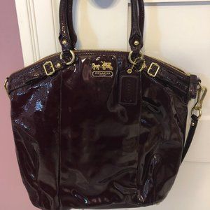 Coach Madison Sofia Plum Patent Satchel